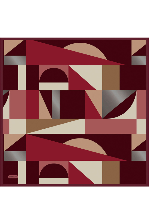 Bordo İpek Twill Eşarp - 1