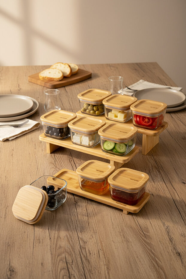 Lunaya 9'lu Bambu Standlı Kahvaltılık Seti - 3