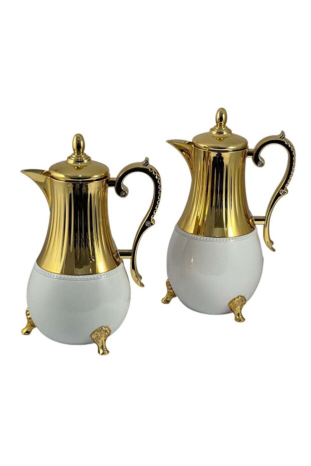 Home Maker Flask 0.75L/1L 2-Piece Set - Stainless Steel White/Gold