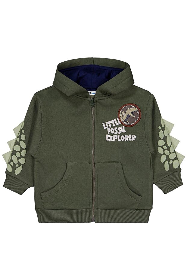 Little Fossil Printed Cardigan for 2-5 Years - Khaki