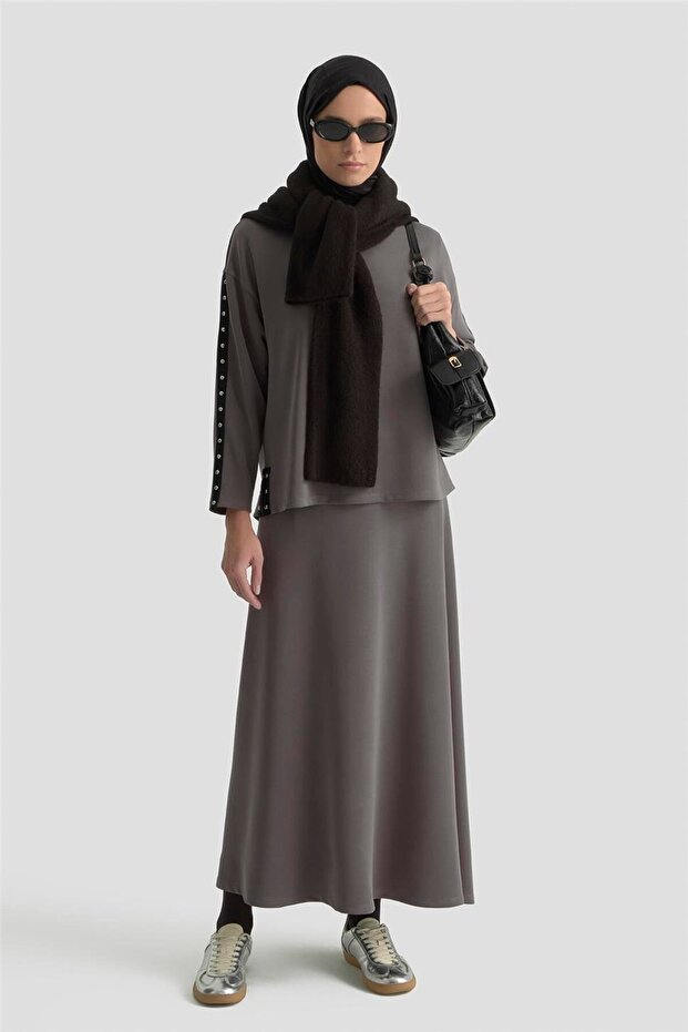 Şeritli Örme Takım 25KD1163 Antrasit - 2