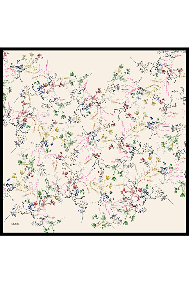 Ekru İpek Twill Eşarp - 1