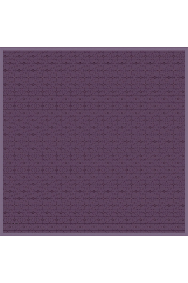 وشاح حريري منقوش بشعار أرجواني - 1