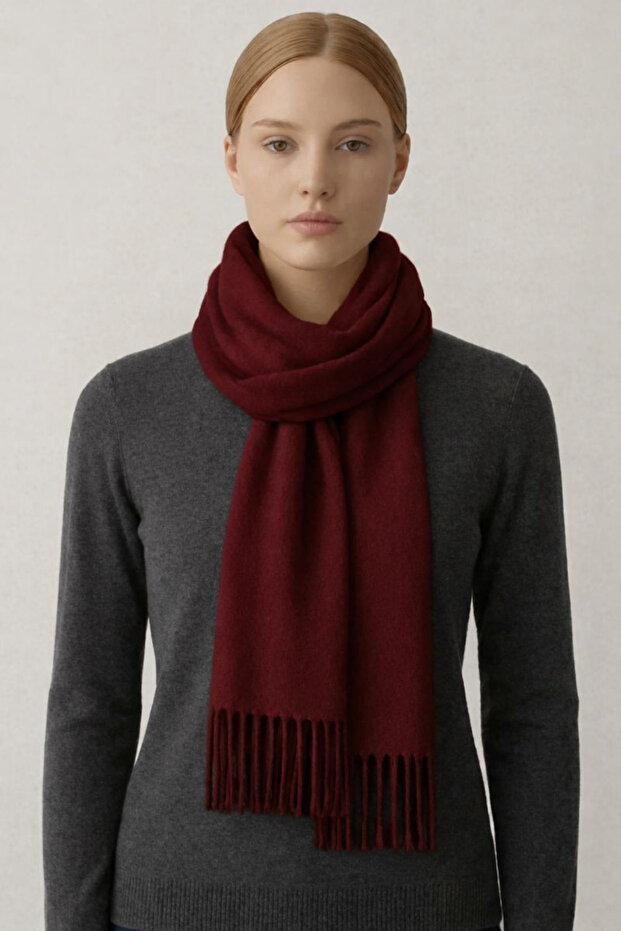 Unisex Burgundy Fleece Scarf