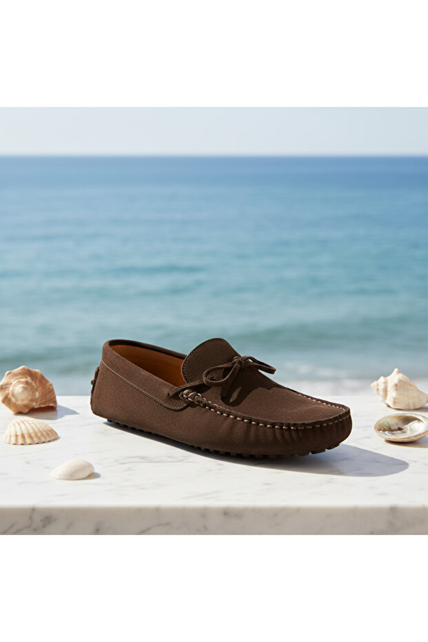 Sct-035 Brown Suede Leather Men's Loafer Shoes