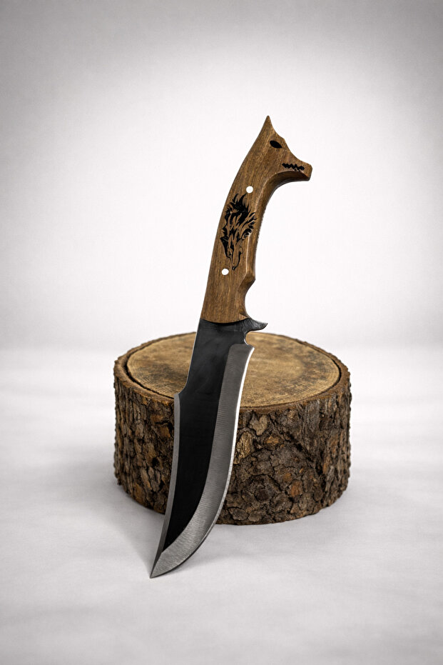 PREMİUM İŞLEMELİ KURT BAŞLI AV BIÇAĞI 2 - 3