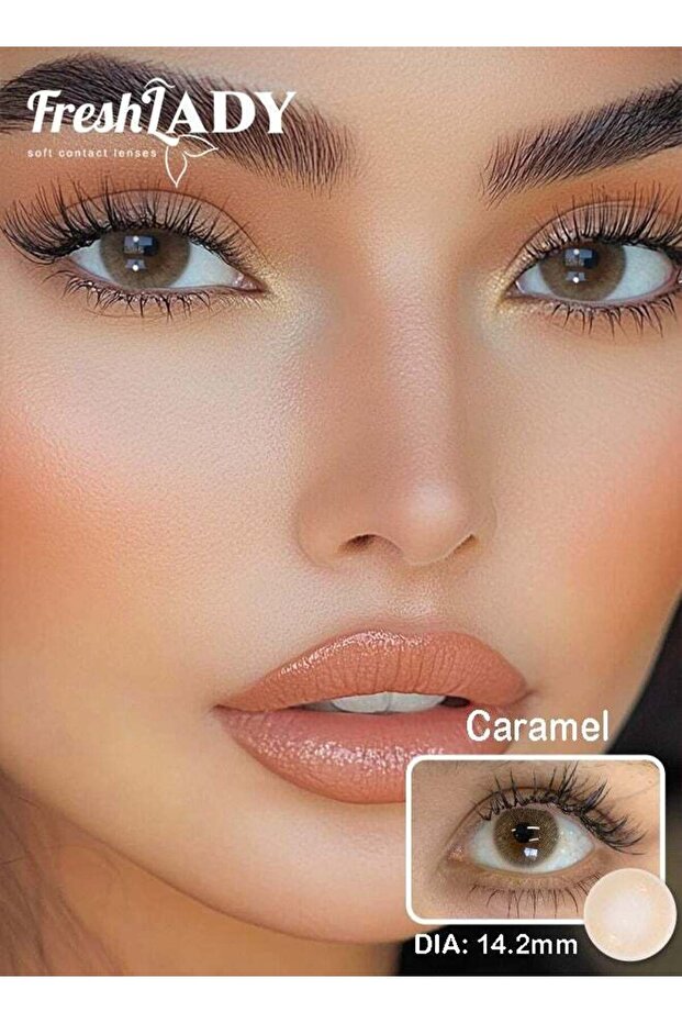 FreshLady Colored Contact Lenses Caramel 14.20mm Yearly Disposable for Daily Wear