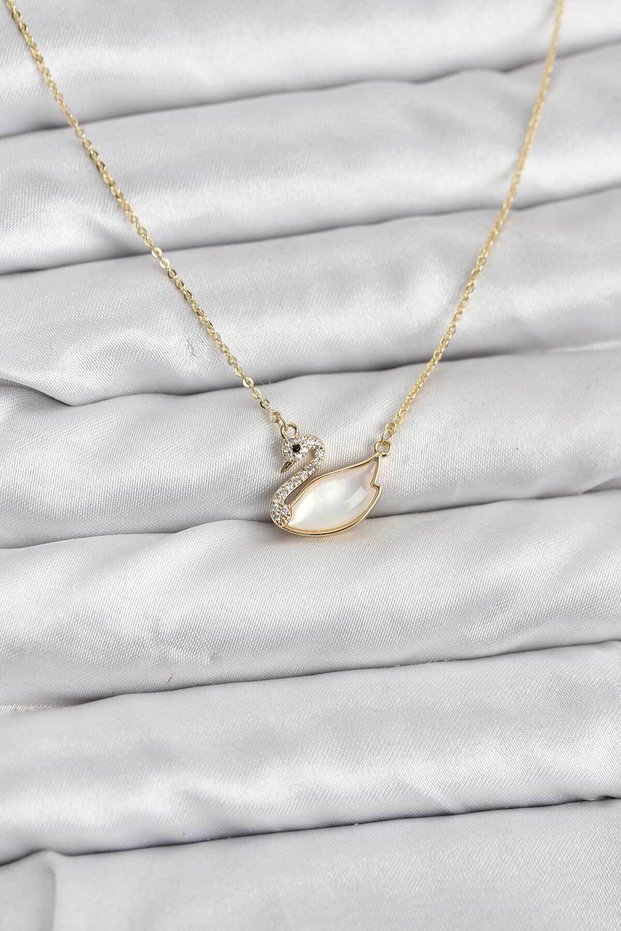 Brass Gold Color Swan Model Women's Necklace - Ebj251219W38826