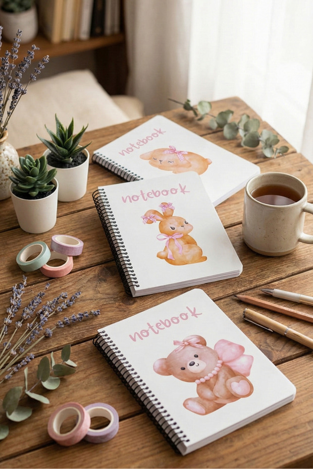 A5 Spiral 3-Pack Unlined Notebook Set - 14.8 X 21 cm 40 Sheets Notebook Plush Series