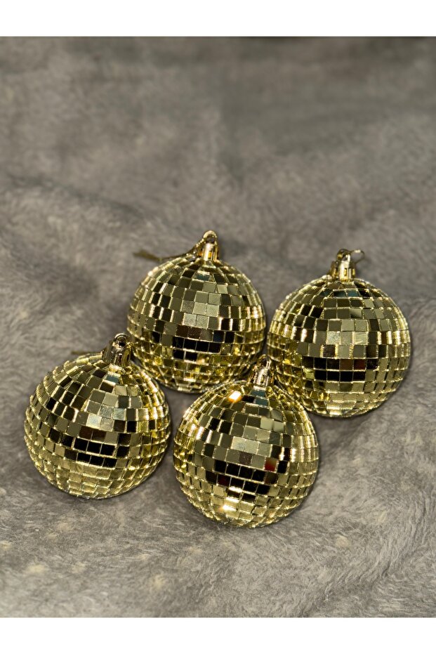 4-Piece Set of Gold Christmas Tree Ornament Disco Ball Y2K Pinterest Christmas Decor Gift Medium Size 6 cm