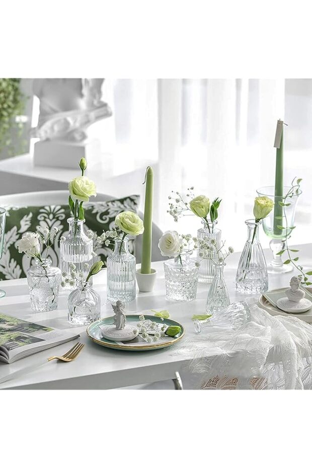 Modern Clear Mini Small Vases Set
