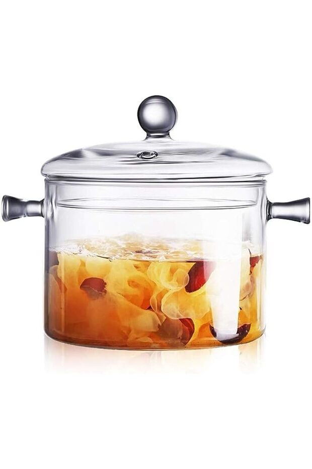 FL Glass Pot, Glass Saucepan with Cover, Heat-resistant Glass Stovetop Pot Clear Cooktop Saf