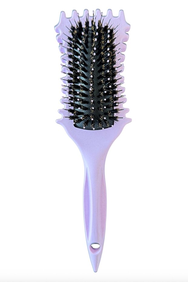 Lom1216 Curl Defining Styling Brush, Curly Curved 9 Row Curl Defining Brush (Lilac)