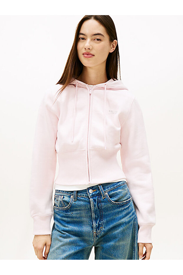 Kadın TJW Regular Silver Script Fermuarlı Sweatshirt - 1