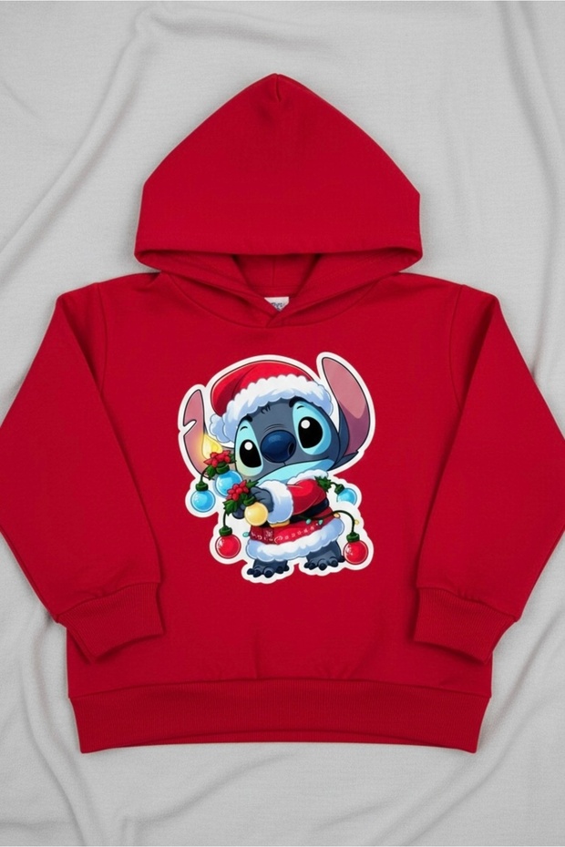 100% Cotton Unisex Sti̇tch B Printed Children's Hoodie