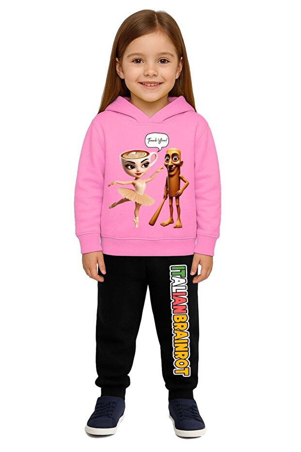 Braniot Printed Children's Tracksuit Set 3 Thread Count Fleece-Lined Cotton Fabric Hooded
