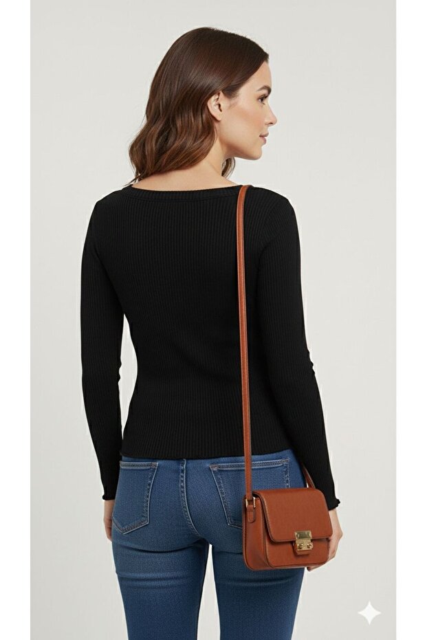 Kadın Fitilli Basic Bluz - 3