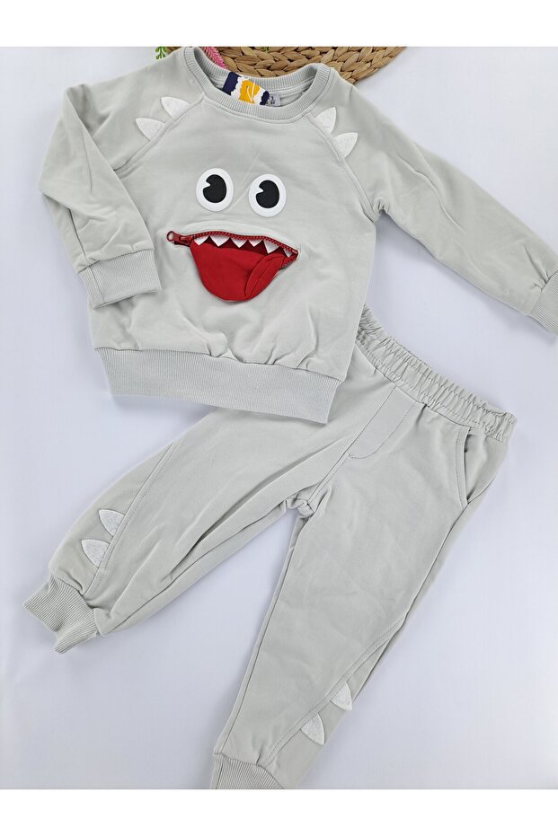Boys' Double Tracksuit Set 2 Thread Sha Fleece-Lined with Fleece Winter Medium Thickness