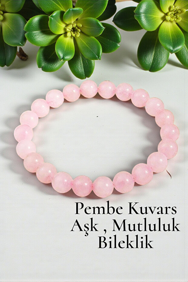 Pink Quartz Natural Stone Bracelet 8 mm (Gift, Daily, Special Day)