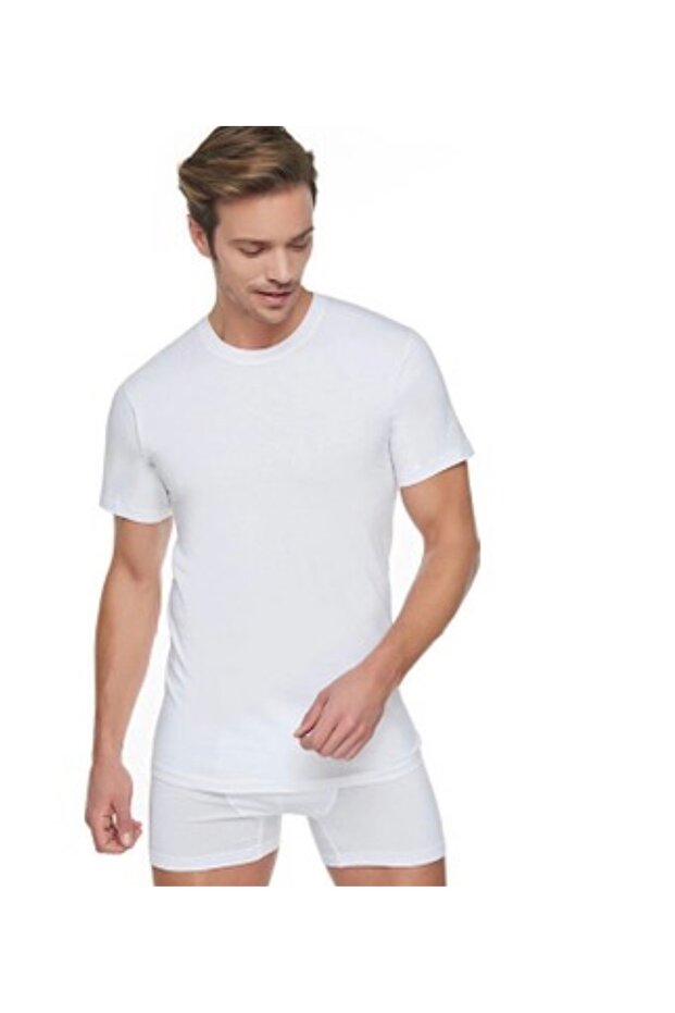 قميص داخلي رجالي بياقة دائرية، طقم من 3 قطع - 2