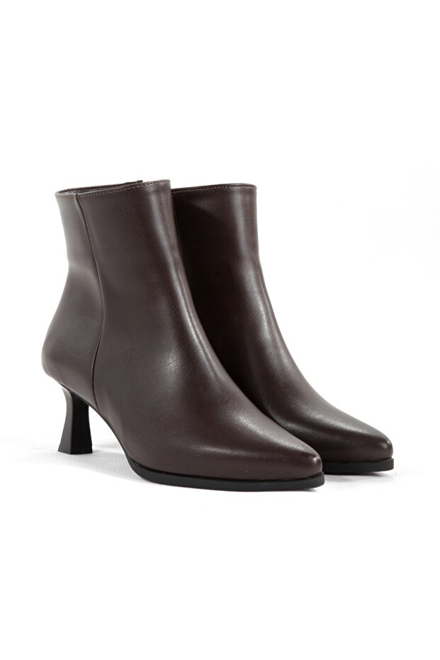 Dark Brown Short Goblet Heeled Women's Boots Kurabe