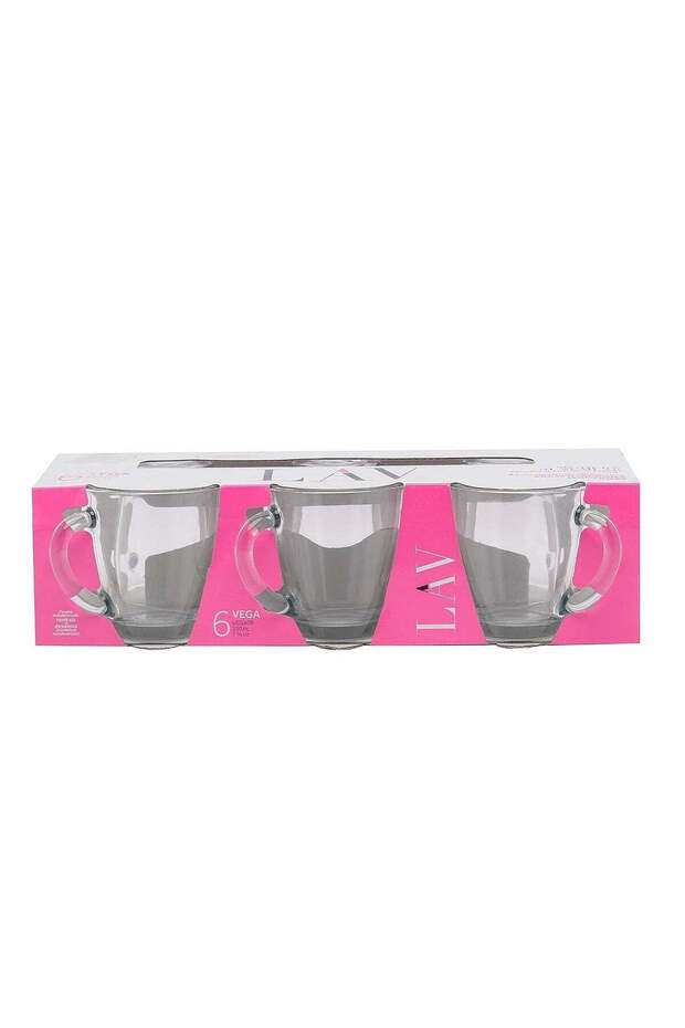 Vega 230cc Mug Set of 6 – Premium Glass Mugs for Coffee, Tea, and Hot Beverages