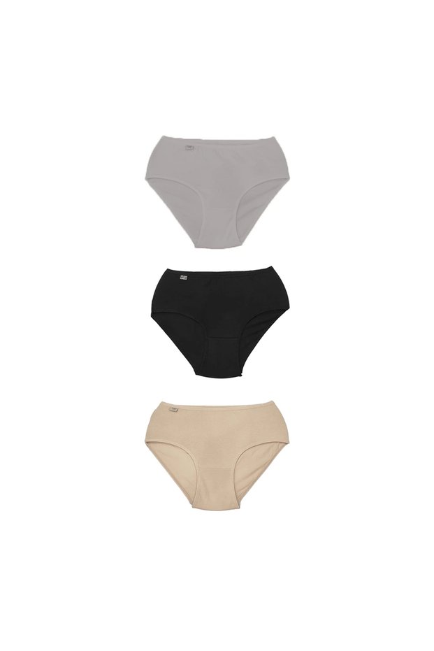 922 Ribana Women's Bato Panties 3-Pack XXL Grey-Black-Tan