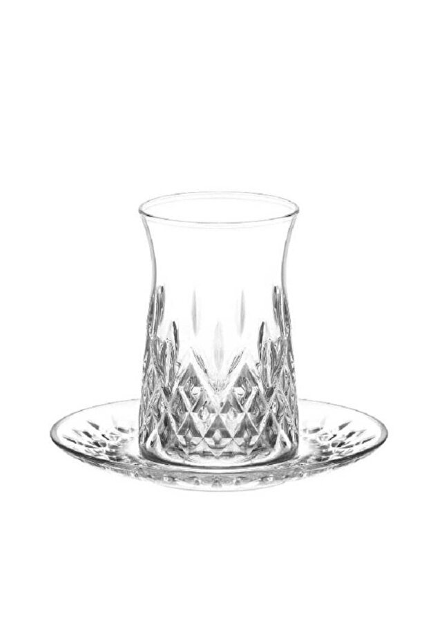 12 Pieces Odin Tea Set 6 Pieces Tea Glass 170 Ml And 6 Pieces Tea Plate 124Mm
