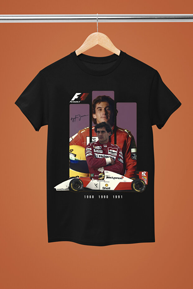 Ayrton Senna Printed Cotton Short Sleeve Regular Fit F1 T-Shirt