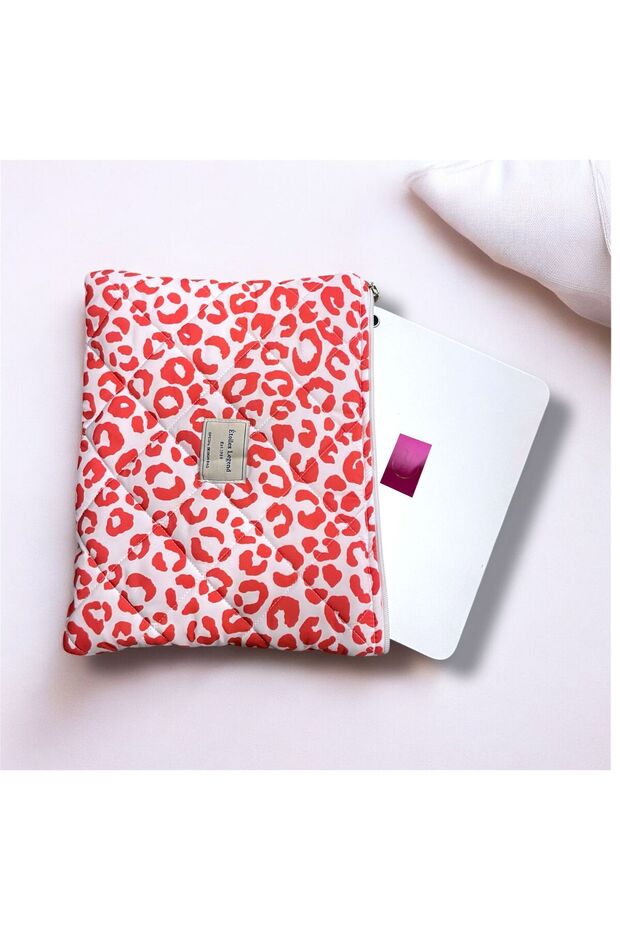 Red Leopard Print Laptop Tablet Bag 11 Inch 12 Inch Compatible