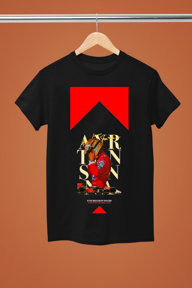 Ayrton Senna Printed Cotton Short Sleeve Regular Fit F1 T-Shirt