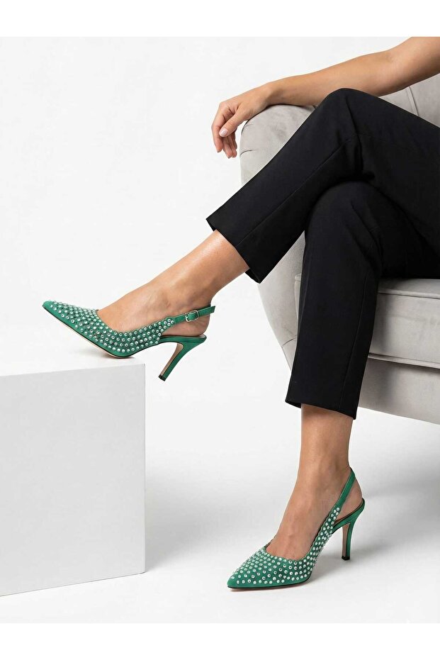 The Moiss Green Stone Stiletto Sole Engagement and Wedding Shoes