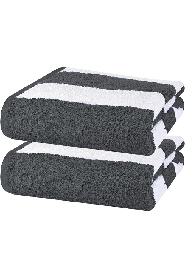2-Pc Cotton Beach Towels 30x60 inch Pool Towel Large Bath Towels Dark Grey