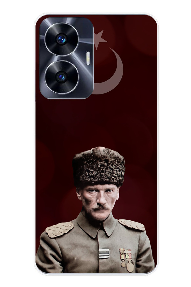 Realme C55 Compatible Moon Star and Commander Ataturk Printed Silicone Case