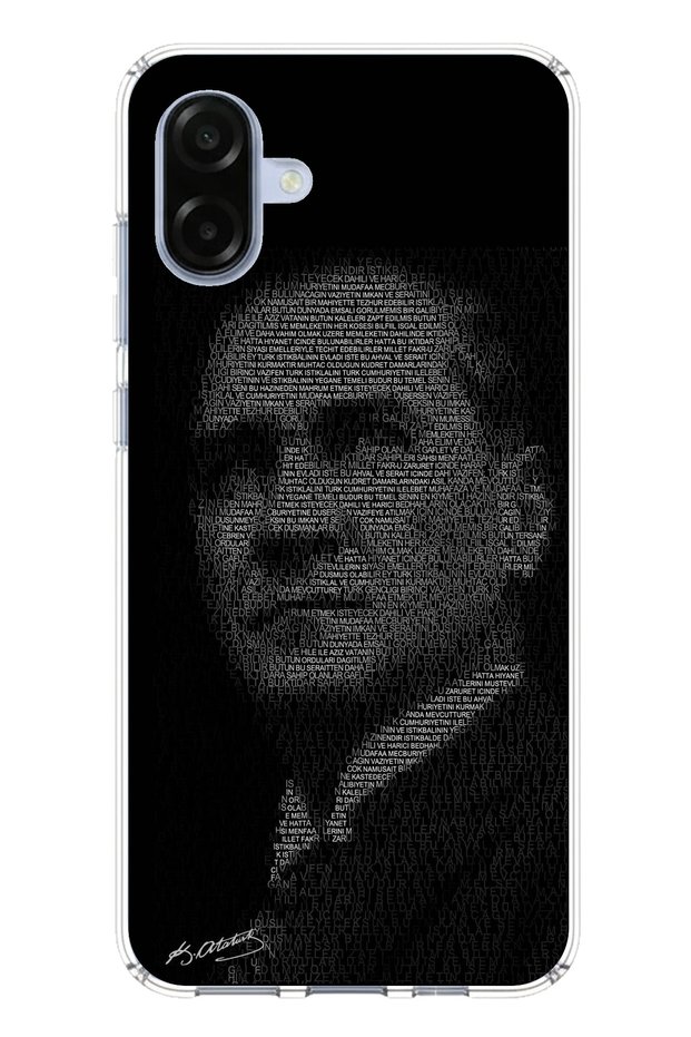 Samsung Galaxy A07 Compatible Silicone Case with Atatürk Silhouette Written in Arabic for Young People Printed