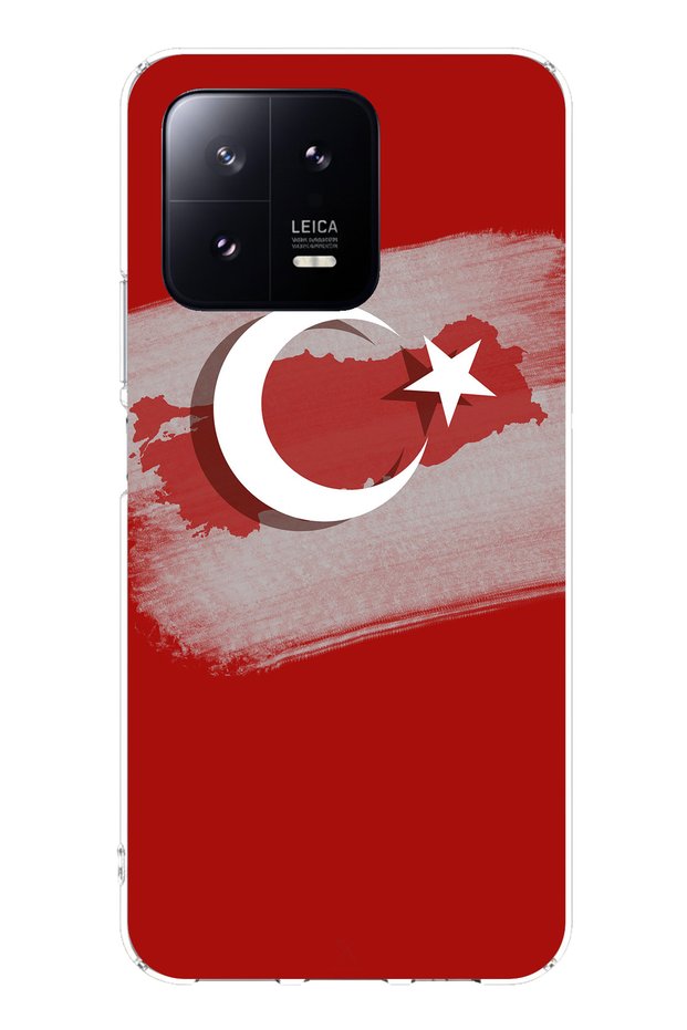 حافظة سيليكون متوافقة مع هاتف Xiaomi Mi 13 تفصيلية عن خريطة تركيا وعلمها مطبوع