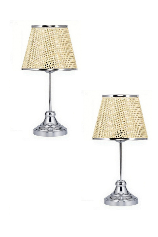 Lamp Shade for Table Lights --2 Pieces-- Metal Base Lighting Lamp with Fabric Head