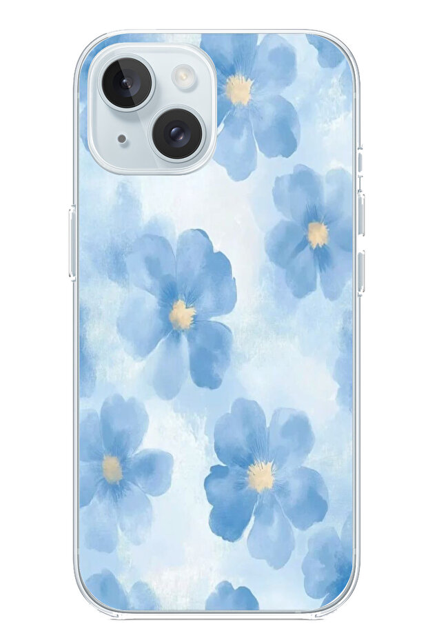 حافظة سيليكون متوافقة مع هاتف iPhone 15 باللون الأزرق مطبوع - 1