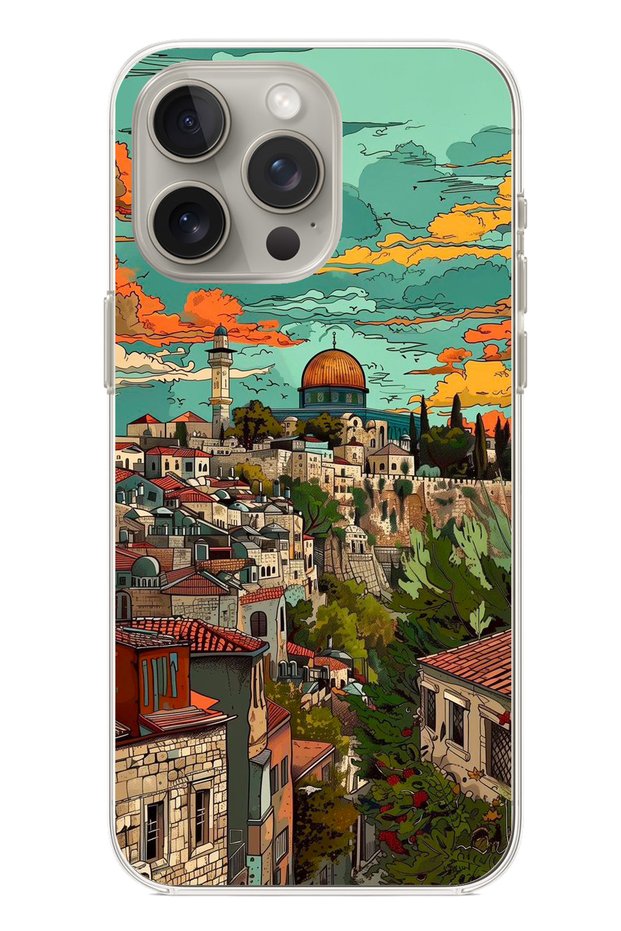 iPhone 15 Pro Compatible Free Palestine and Dome of the Rock Printed Silicone Case