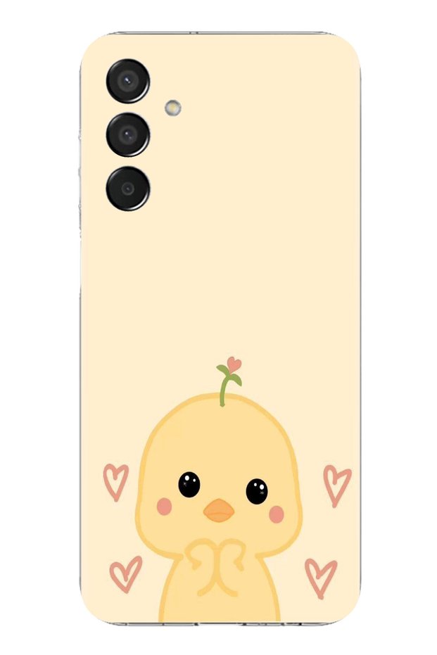 Printed Silicone Case Compatible with Samsung Galaxy M15 with Cute Chick and Heart Pattern