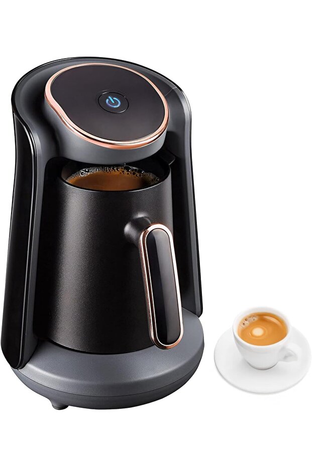 Automatic Turkish Coffee Maker - 4 Cup Capacity, Anti-Overflow Sensor, Electric Coffee Pot - Black