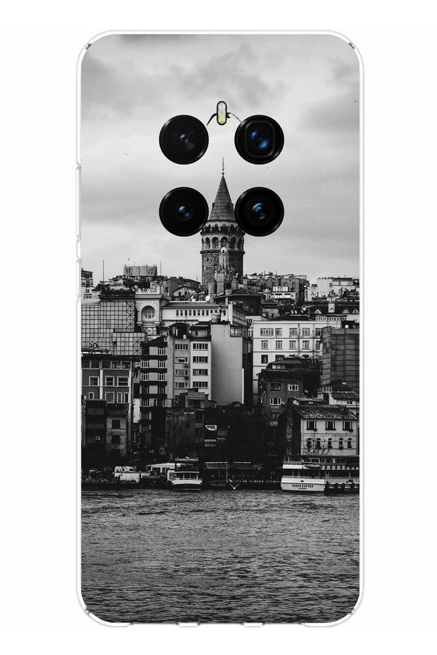 حافظة سيليكون متوافقة مع هاتف Honor Magic 7 PRO مع مناظر برج غالاتا والبحر مطبوع