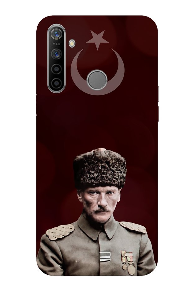 حافظة سيليكون متوافقة مع هاتف Realme 5i - 6i - C3 Moon Star and Commander Ataturk مطبوع