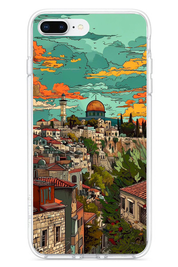 حافظة سيليكون متوافقة مع هاتف iPhone 7 PLUS-8 PLUS من Free Palestine وKubbetüs Sahra مطبوع