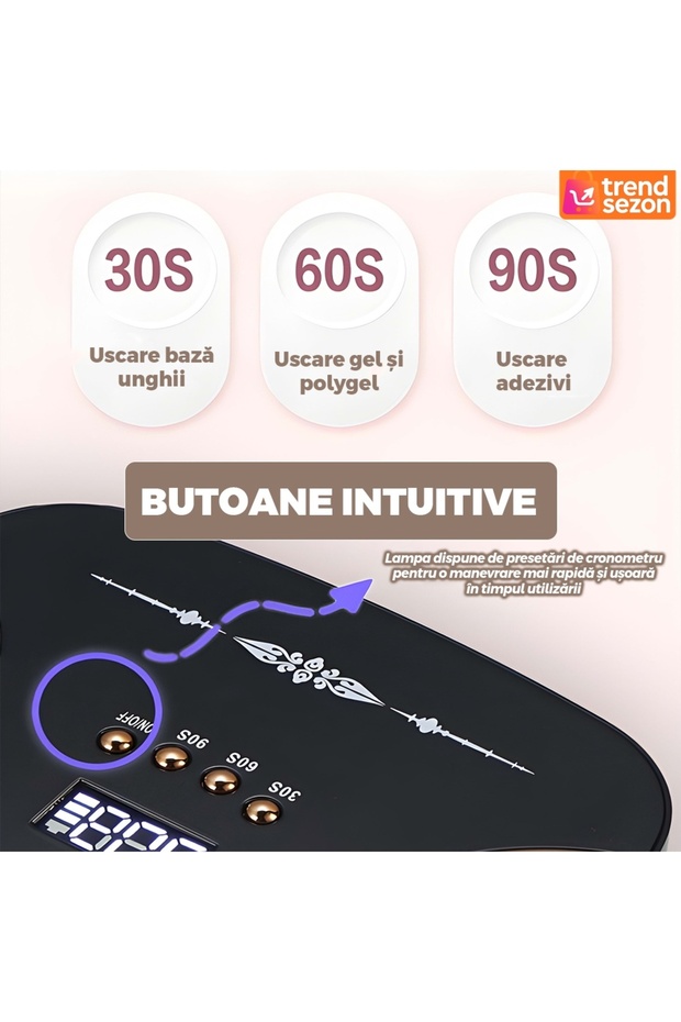 Elegant Black Nail Lamp with Quick-Drying Function - 3