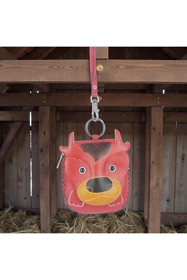Handmade Genuine Leather Bull Design Zippered Women's Wallet | Card Holder Coin Keychain