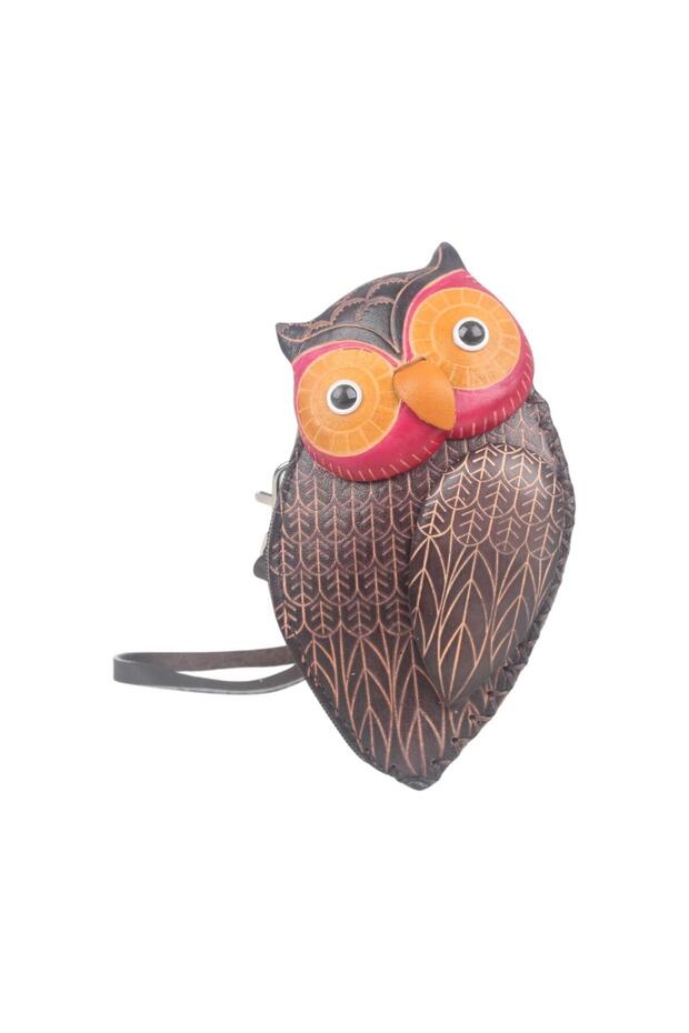 Handmade Genuine Leather Owl Design Zippered Women's Wallet |   Coin Card Key Bag Md 4