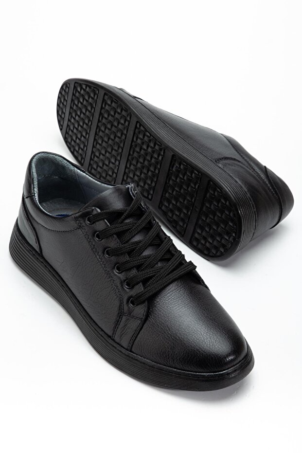 Genuine Leather Men's Casual Daily Shoes Black Bonded Poly Sole