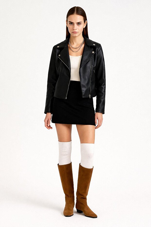 2 Çift Basic Lastikli Kalın Pamuk Karışımlı Diz Üstü Çorap - 6