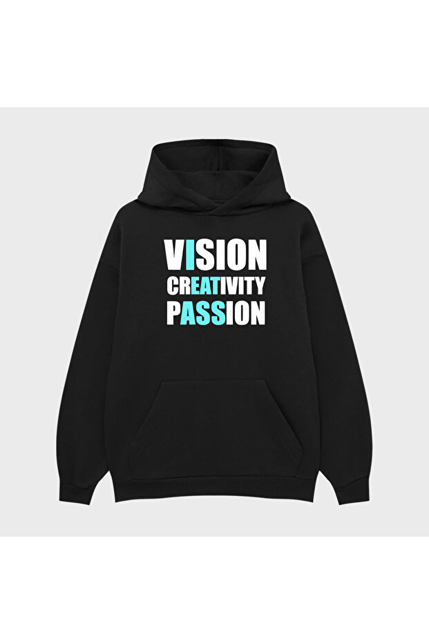 Unisex Vision Printed 3 Thread Ş Fleece-Lined Hoodie Sweatshirt